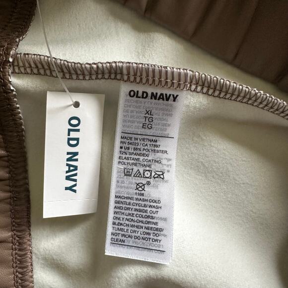 NEW Old Navy Faux-Leather Leggings High-Waisted Vegan Sedimentary Tan Women's XL - Picture 8 of 11